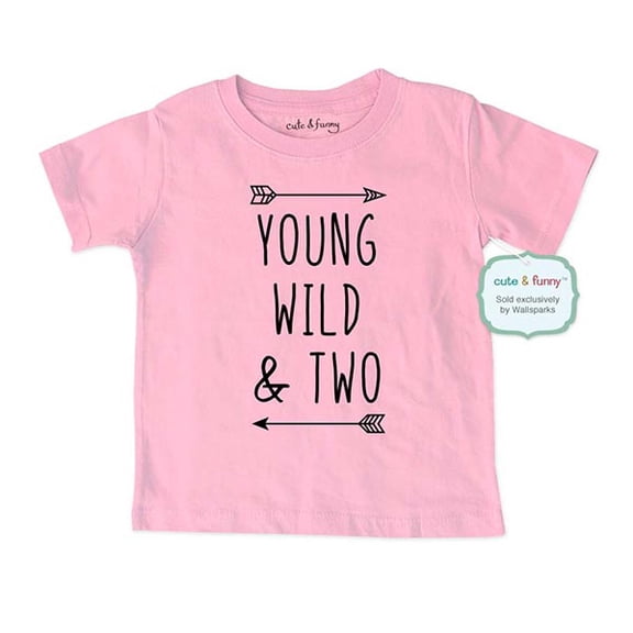 Young Wild & Two - wallsparks cute & funny Brand cool boho 2nd Birthday Shirt Age 2 Two year old - Soft Toddler Shirt