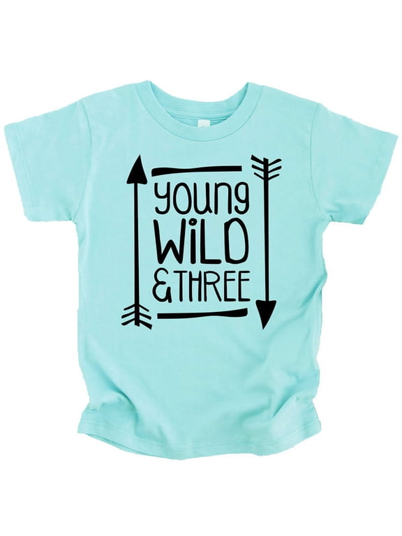 Young Wild and Three Arrows 3rd Birthday T-Shirts for Girls and Boys Third Birthday Outfit Chill Shirt 4T