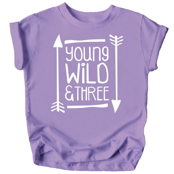 Young Wild and Three Arrows 3rd Birthday T-Shirts for Girls and Boys Third Birthday Outfit Purple Shirt 4T