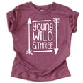 thumbnail image 1 of Young Wild and Three Arrows 3rd Birthday T-Shirts for Girls and Boys Third Birthday Outfit Vintage Burgundy Shirt 4T, 1 of 2