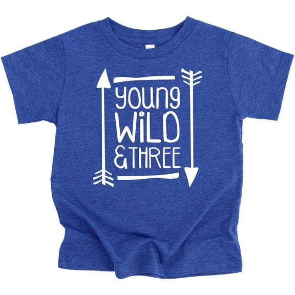 Young Wild and Three Arrows 3rd Birthday T-Shirts for Girls and Boys Third Birthday Outfit Vintage Royal Shirt 3T