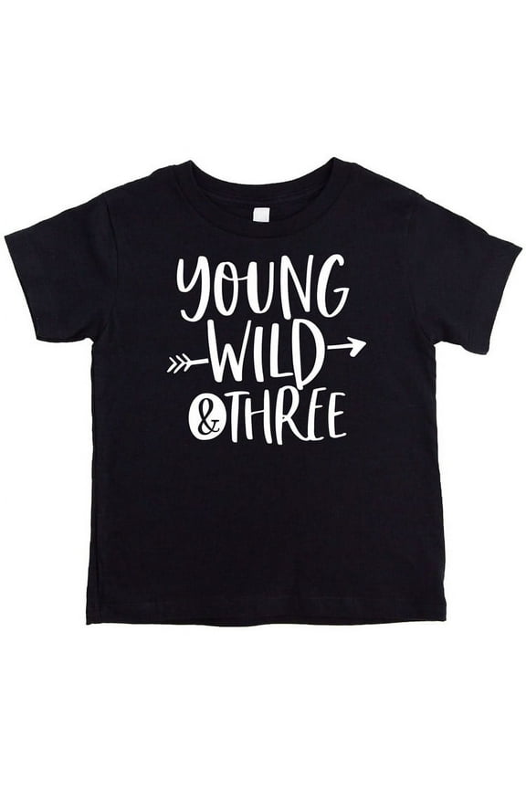 Young Wild and Three Boys 3rd Birthday Shirt for Boys Third Birthday Outfit Black Shirt 4T