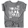 thumbnail image 1 of Young Wild and Three Girls 3rd Birthday Shirt for Toddler Girls Third Birthday Outfit Granite Heather Shirt 5-6, 1 of 2