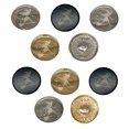 thumbnail image 1 of Young Witch Surfing on Broomstick Halloween Set of 10 Metal 0.6" (15mm) Sewing Shank Round Buttons - Silver Color, 1 of 5