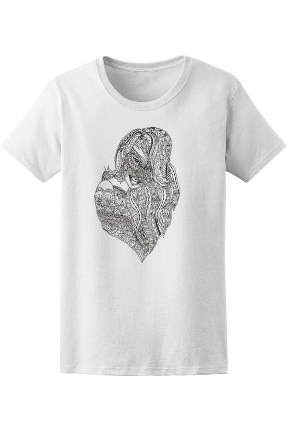 Young Woman Ethnic Zen Doodle T-Shirt Women -Image by Shutterstock, Female XX-Large