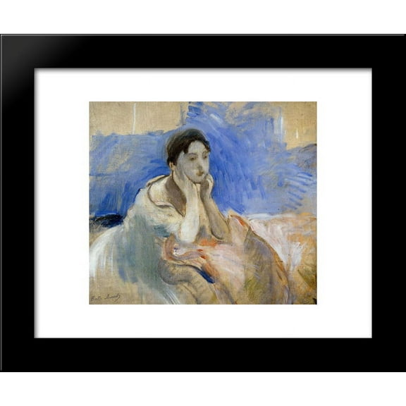 Young Woman Leaning on Her Elbows 20x24 Framed Art Print by Morisot, Berthe