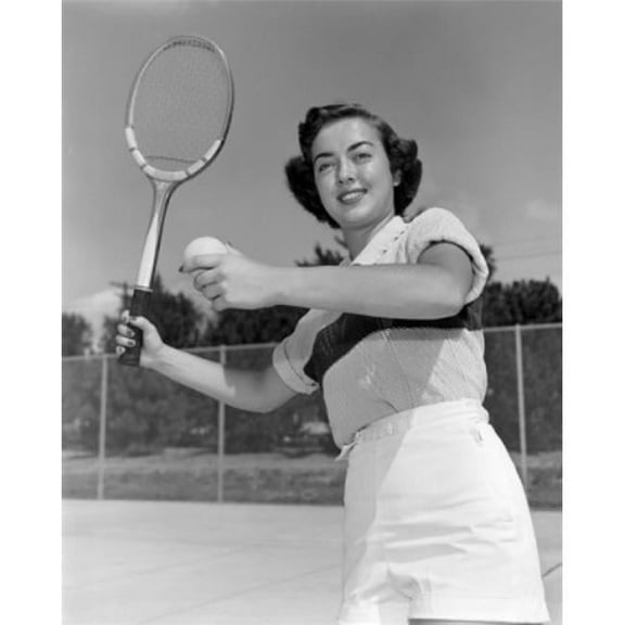 Young Woman Playing Tennis Poster Print - 18 x 24 in.