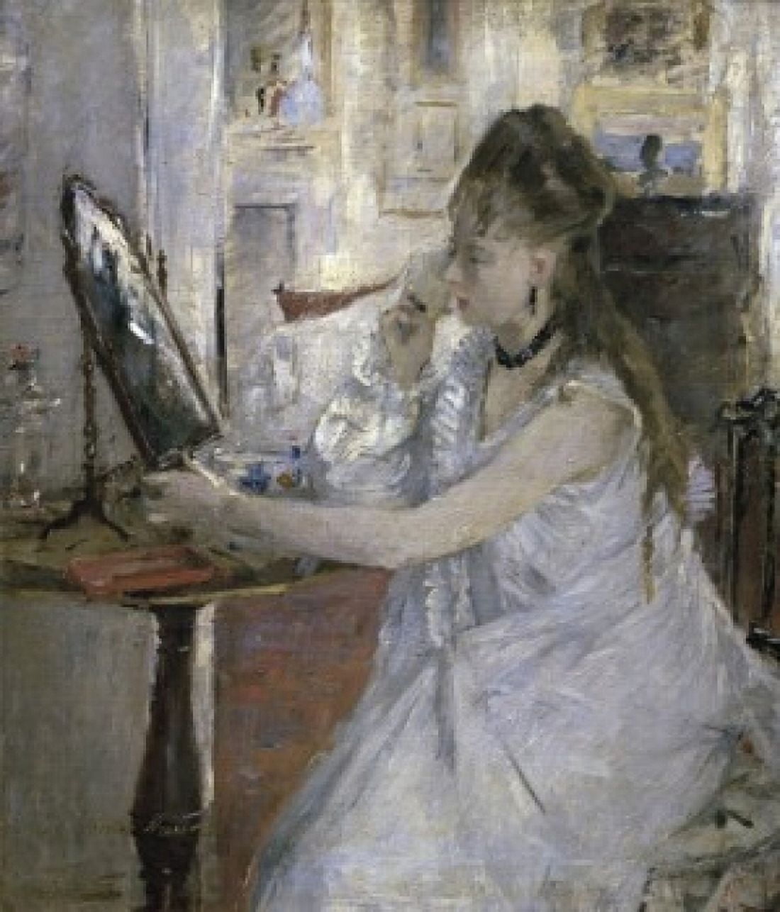 Young Woman Powdering Herself (Femme a sa toilette) 1877 Berthe Morisot (1841-1895French) Musee dOrsay Paris Canvas Art - Berthe Morisot (24 x 36)