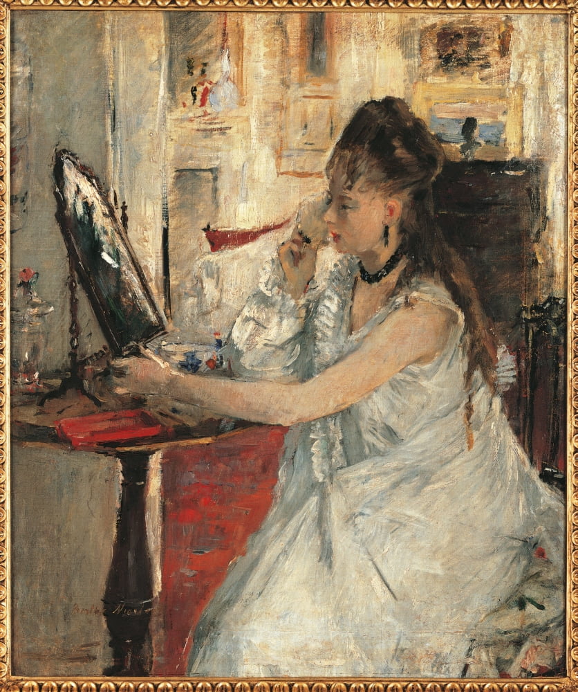 Young Woman Powdering Her Face Canvas Art - (18 x 24)