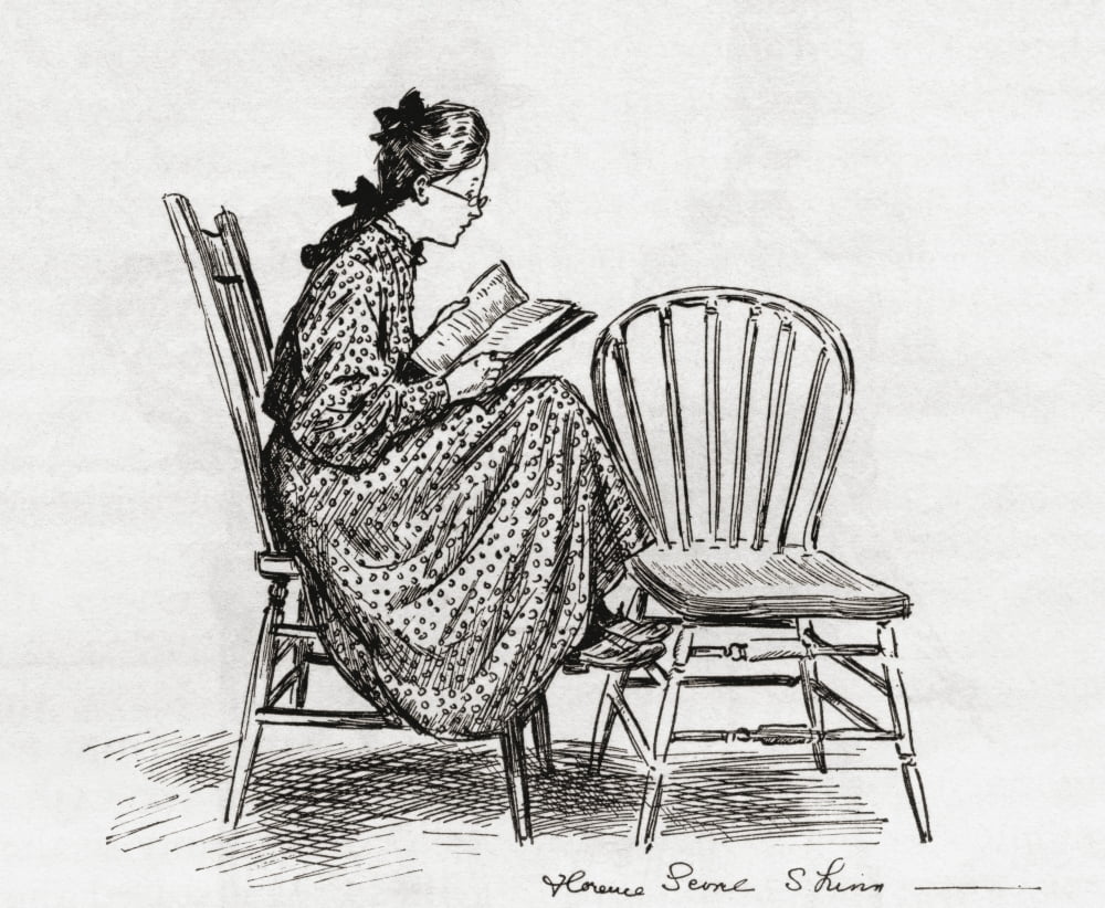 Young Woman Reading In The Nineteenth Century From The Century Illustrated Monthly Magazine May To October 1904 Canvas Art - Ken Welsh  Design Pics (15 x 12)