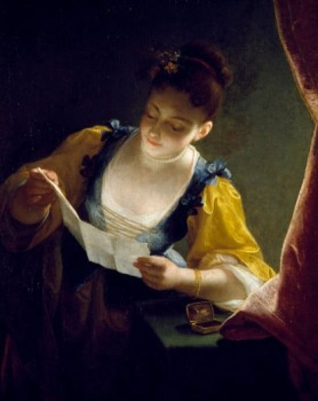Young Woman Reading a Letter by Jean Raoux 18th Century (1677-1734) France Paris Musee du Petit Palais Canvas Art - Jean Raoux (18 x 24)