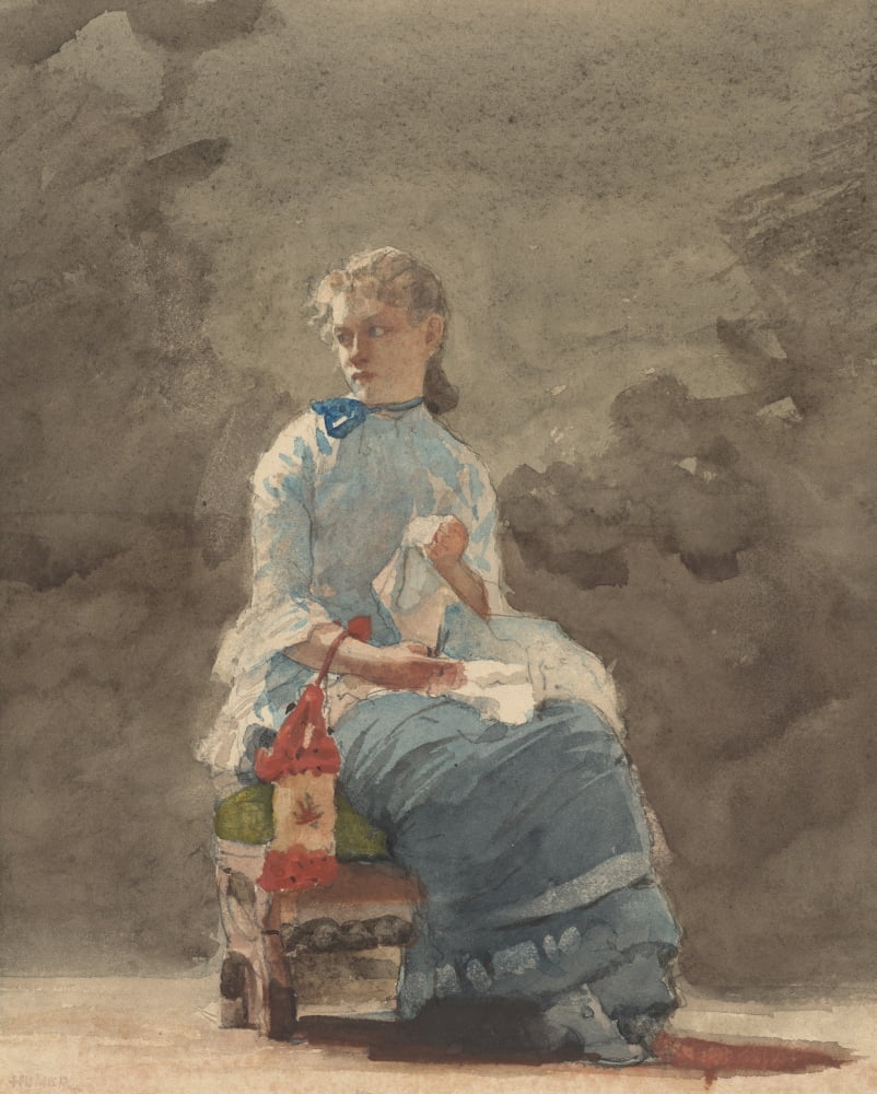 Young Woman Sewing Canvas Art - (18 x 24)
