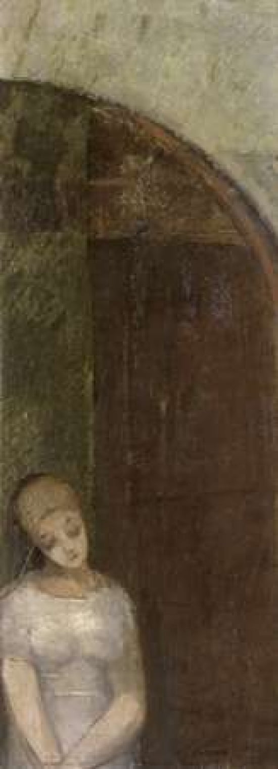 Young Woman Under an Arch Canvas Art - Odilion Redon (10 x 20)