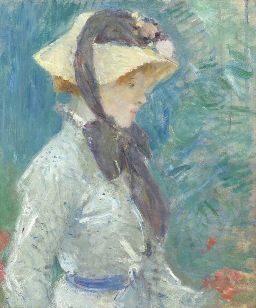 Young Woman With A Straw Hat Canvas Art - (24 x 36)