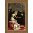 thumbnail image 1 of Young Woman at Piano 24x18 Gold Ornate Wood Framed Canvas Art by Julius LeBlanc Stewart, 1 of 2