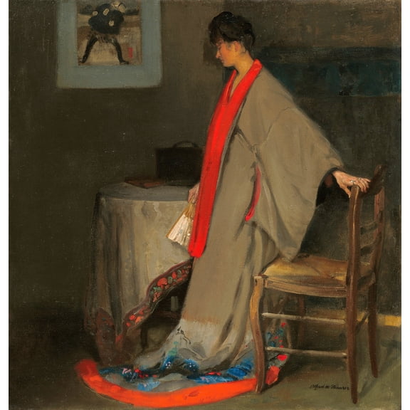 Young Woman in Kimono by Alfred H. Maurer - 12" x 18" Art Print Wall Decor
