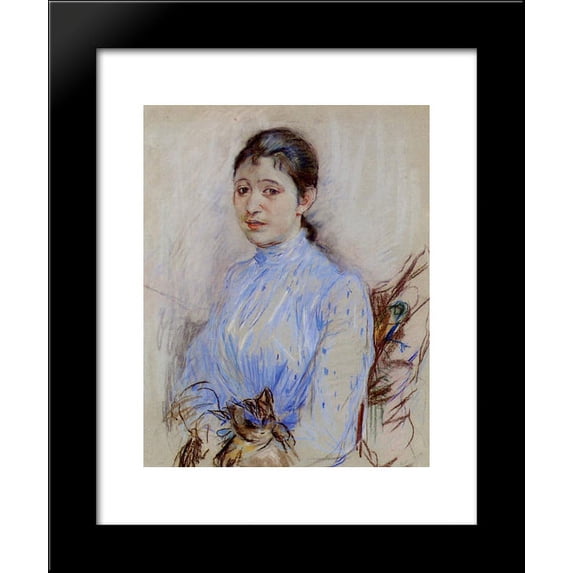 Young Woman in a Blue Blouse 20x24 Framed Art Print by Morisot, Berthe