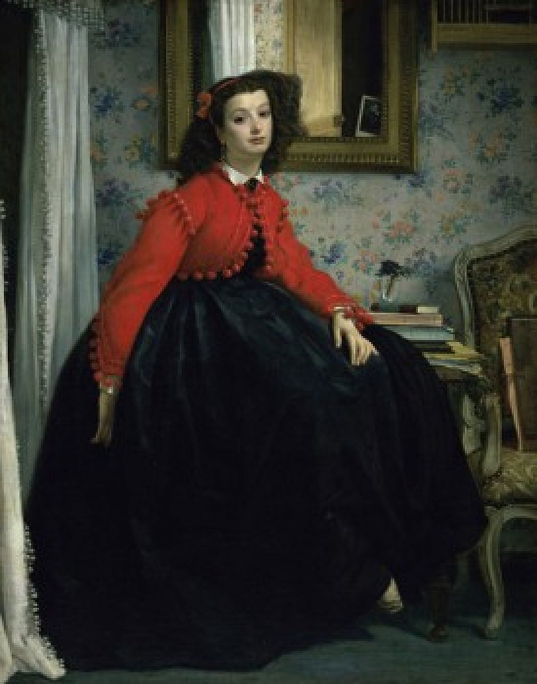 Young Woman in a Short Red Jacket James J Tissot (1836-1902French) Musee dOrsay Paris Canvas Art - James J Tissot (18 x 24)
