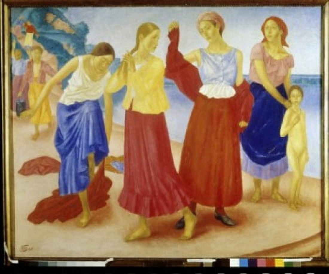 Young Women At Volga 1915 Kuzma Sergeevi Petrov-Vodkin (1878-1939Russian) Tretyakov Gallery Moscow Canvas Art - Kuzma Sergeevi Petrov-Vodkin (18 x 24)
