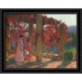 thumbnail image 1 of Young Women in Tonnelle 36x28 Large Black Ornate Wood Framed Canvas Art by Henri Martin, 1 of 2