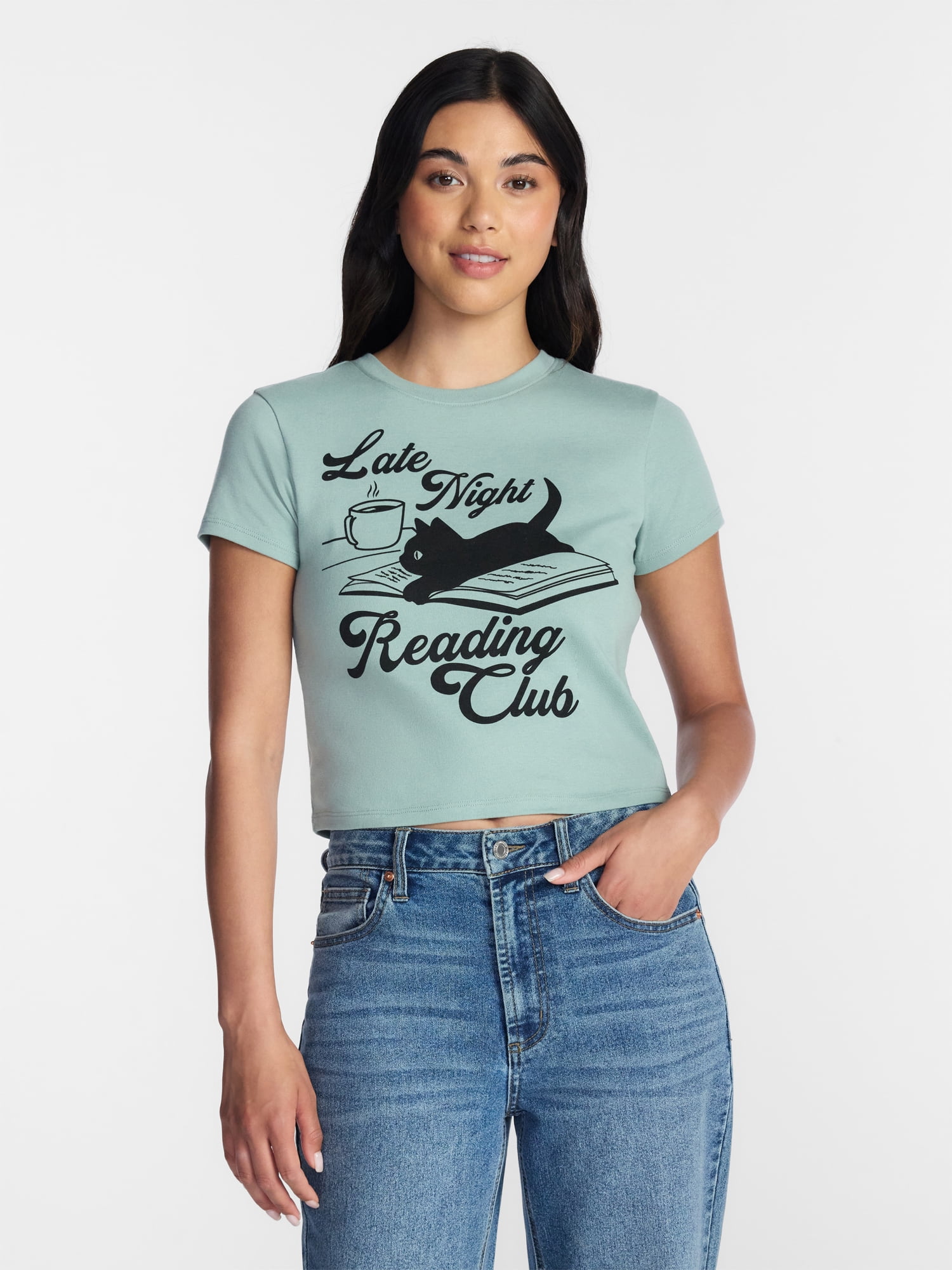 Late Night Reading Club Women's Graphic Cropped Baby Tee with