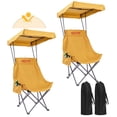 thumbnail image 1 of Young Wood Portable Camping Chair with Shade Canopy and Side Pocket Design, Turmeric, 2pcs, 1 of 7