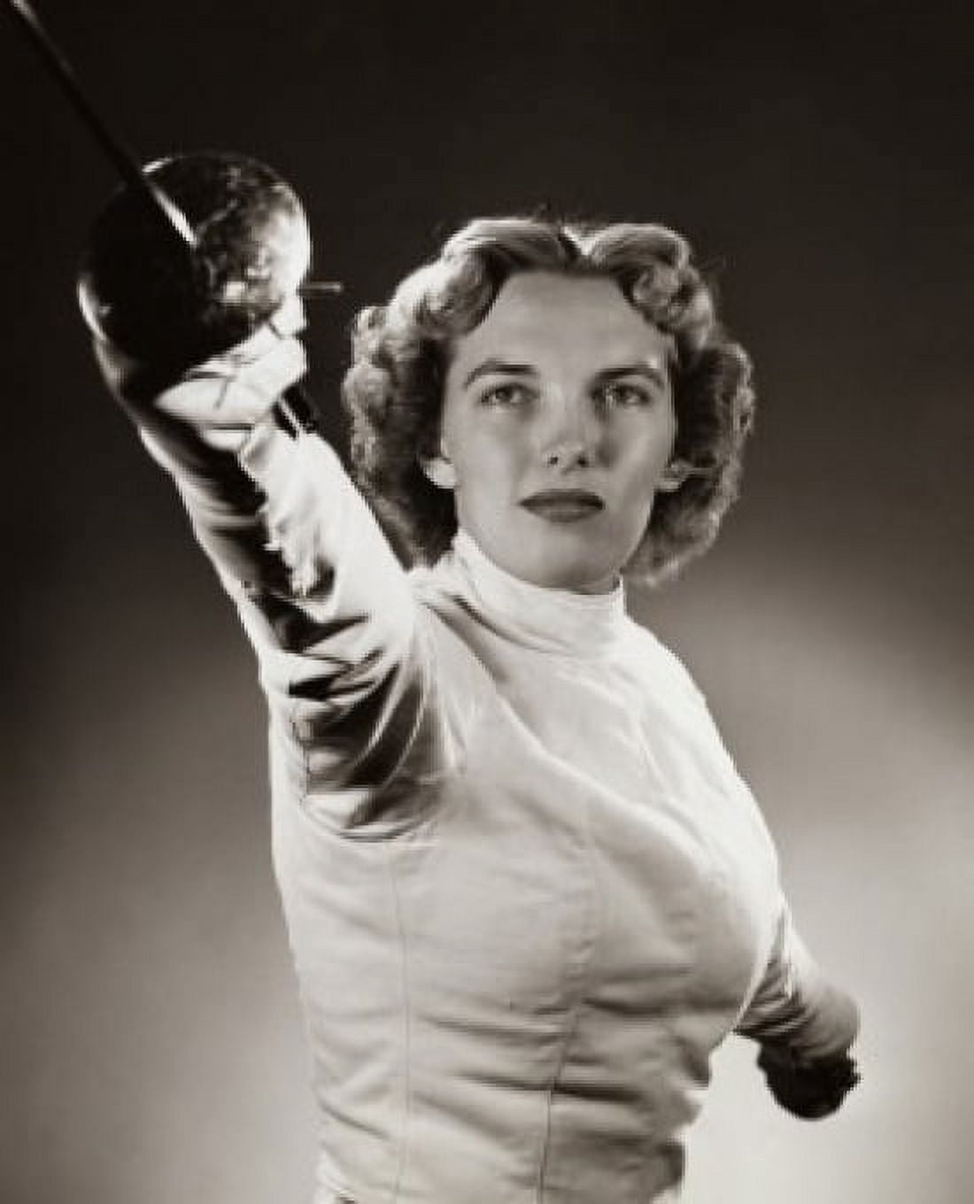Young adult woman in a fencing uniform Canvas Art - (24 x 36)