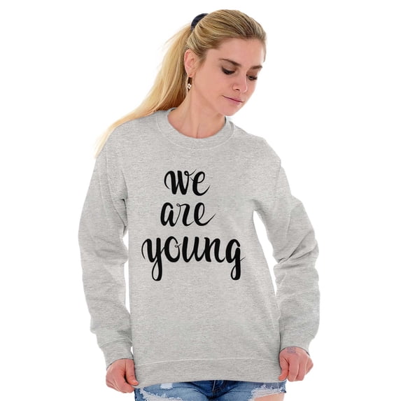 Young and Pretty Inspirational Lyrics Women Plus Size Crewneck Sweatshirt Brisco Brands 2X