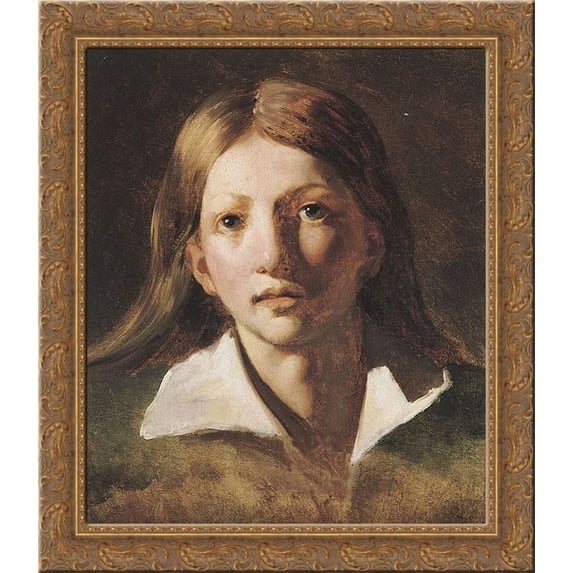 Young blond man 24x20 Gold Ornate Wood Framed Canvas Art by Theodore Gericault