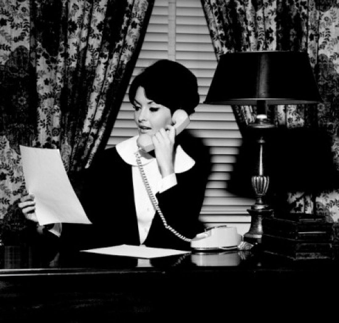 Young businesswoman using telephone Canvas Art - (18 x 24)