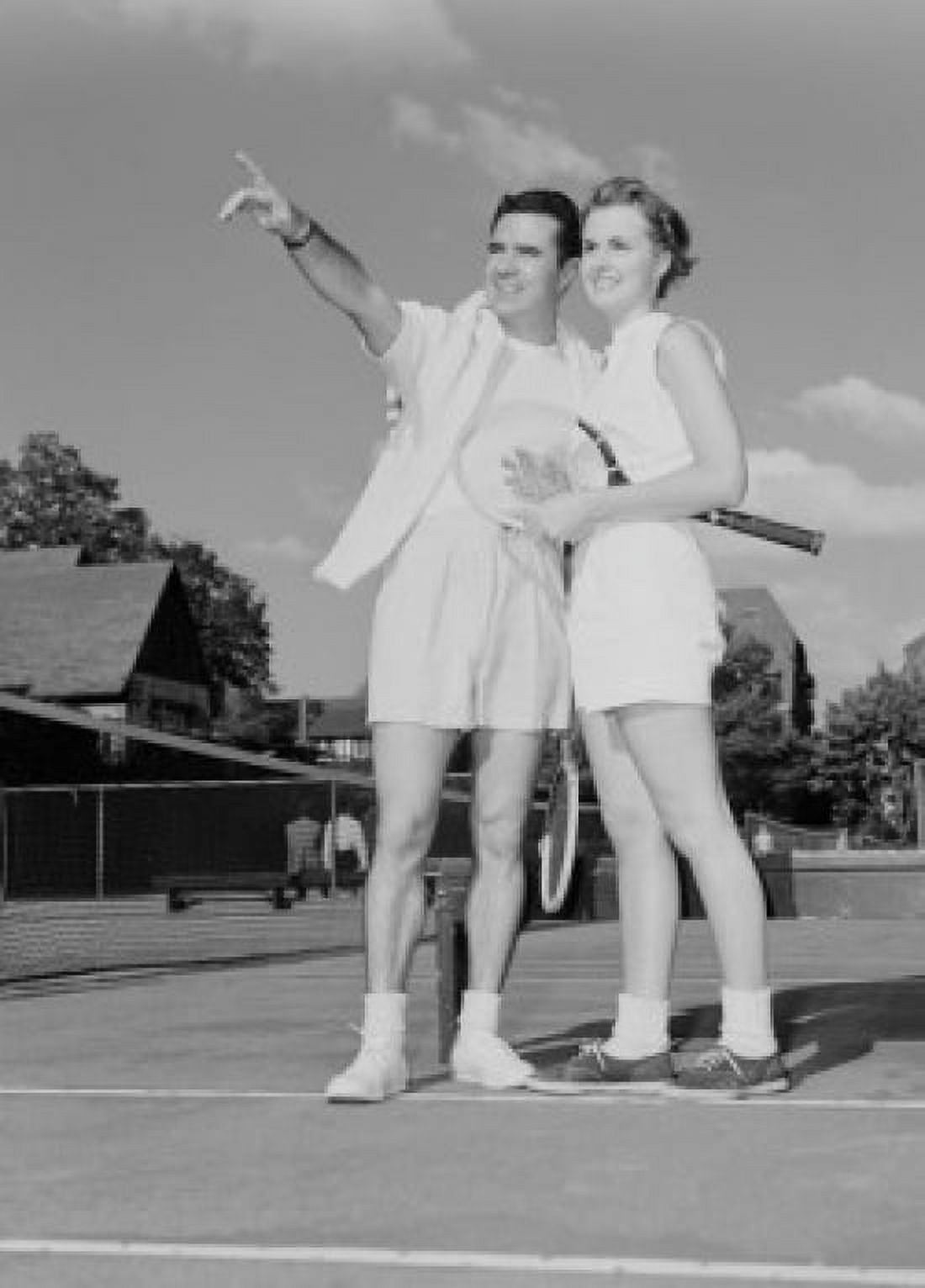 Young couple at tennis court Canvas Art -  (24 x 36)