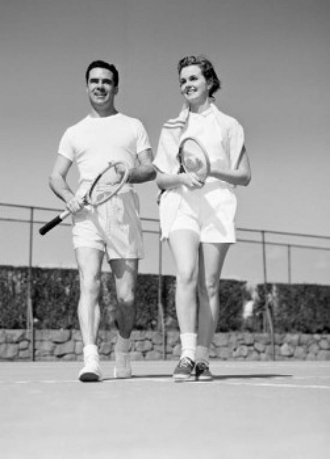 Young couple at tennis court Canvas Art -  (24 x 36)