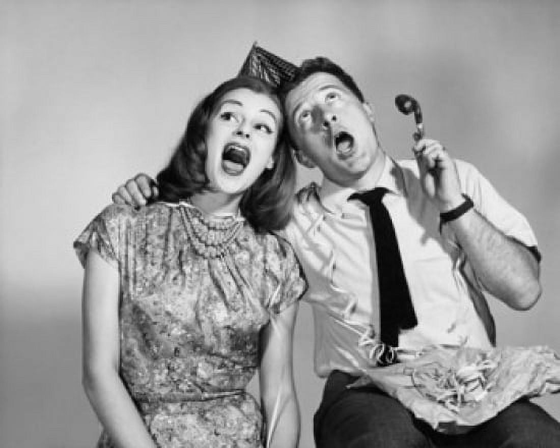 Young couple singing at party Canvas Art -  (18 x 24)