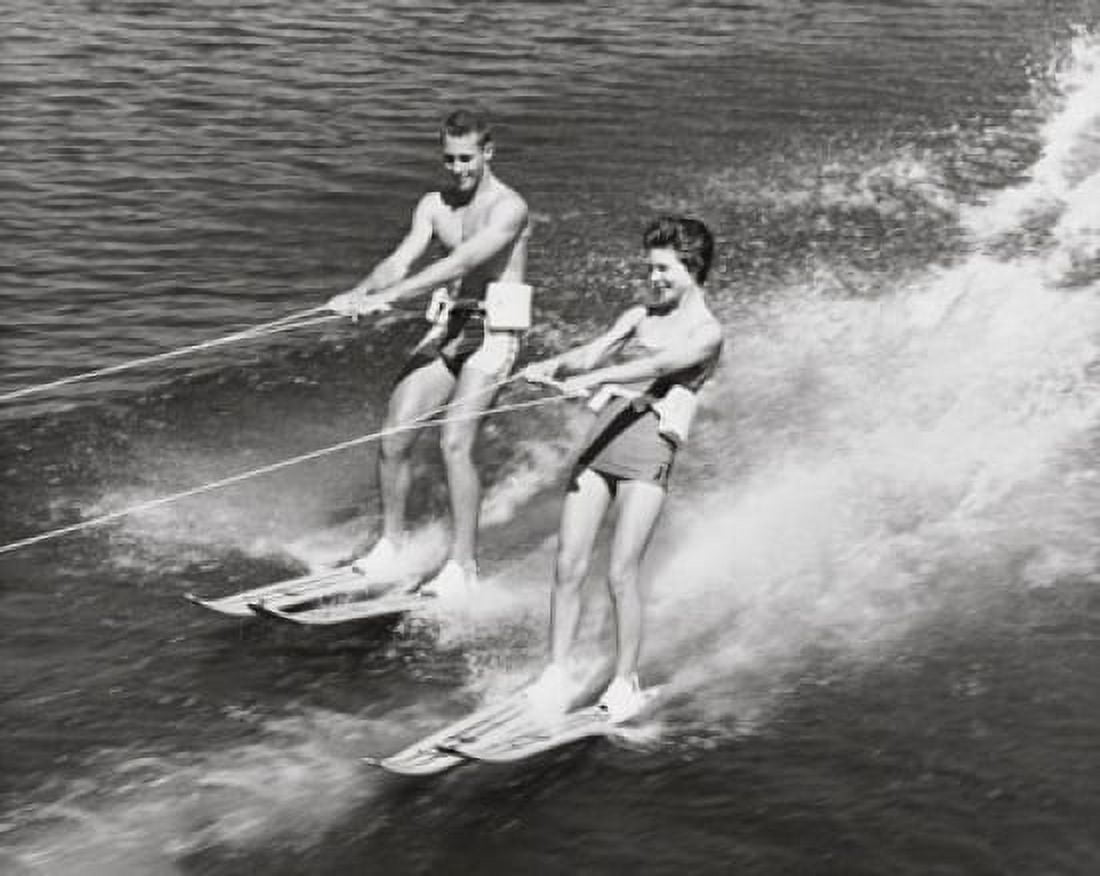 Young couple waterskiing Canvas Art - (18 x 24)