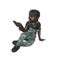 thumbnail image 1 of Nifao Young girl laying and reading book bronze statue – Home Office Decor Sculpture, 18"L x 9"W x 16"H, 1 of 11