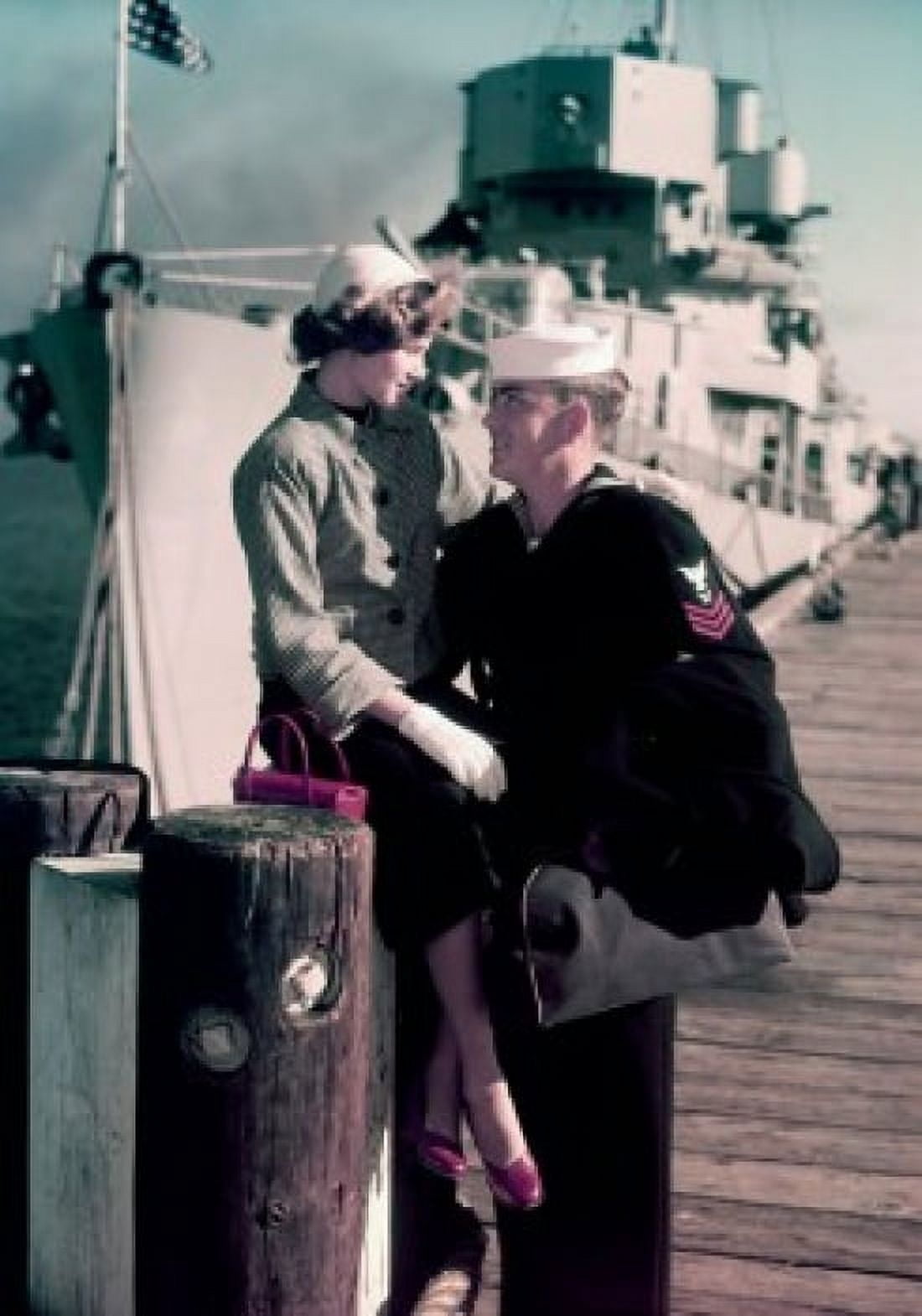 Young man and a young woman at a commercial dock Canvas Art - (18 x 24)