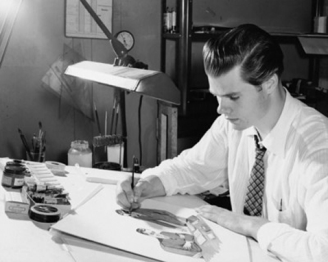 Young man drawing a picture Canvas Art - (18 x 24)