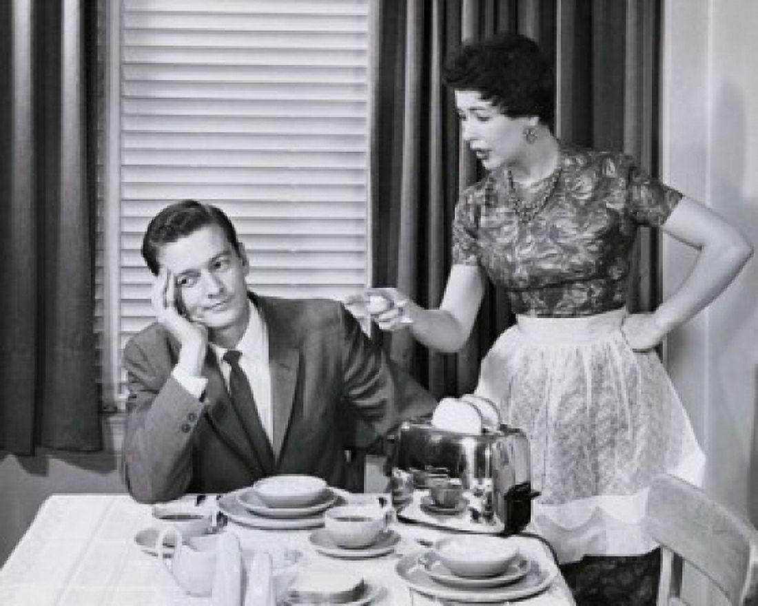 Young man ignoring his wifes conversation Canvas Art -  (18 x 24)