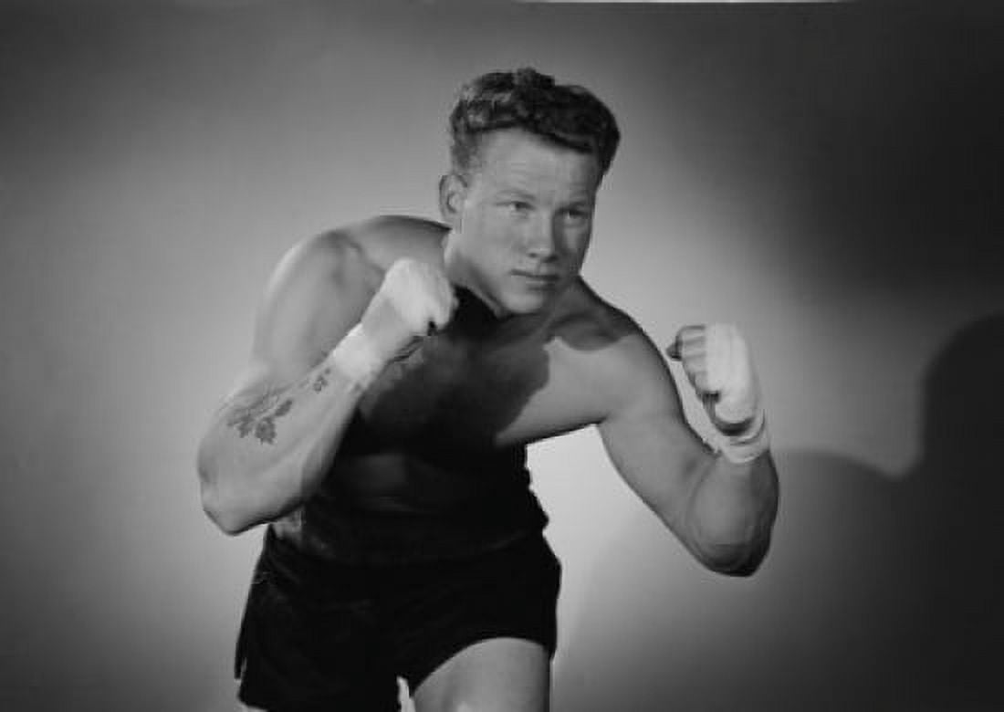 Young man in boxing stance Canvas Art - (24 x 36)