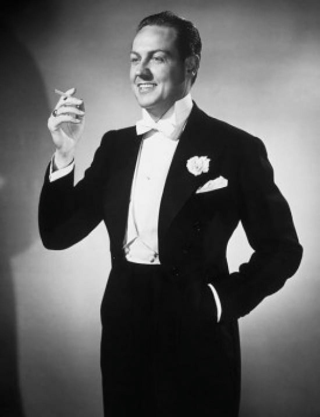 Young man in evening suit standing and holding cigarette Canvas Art - (18 x 24)