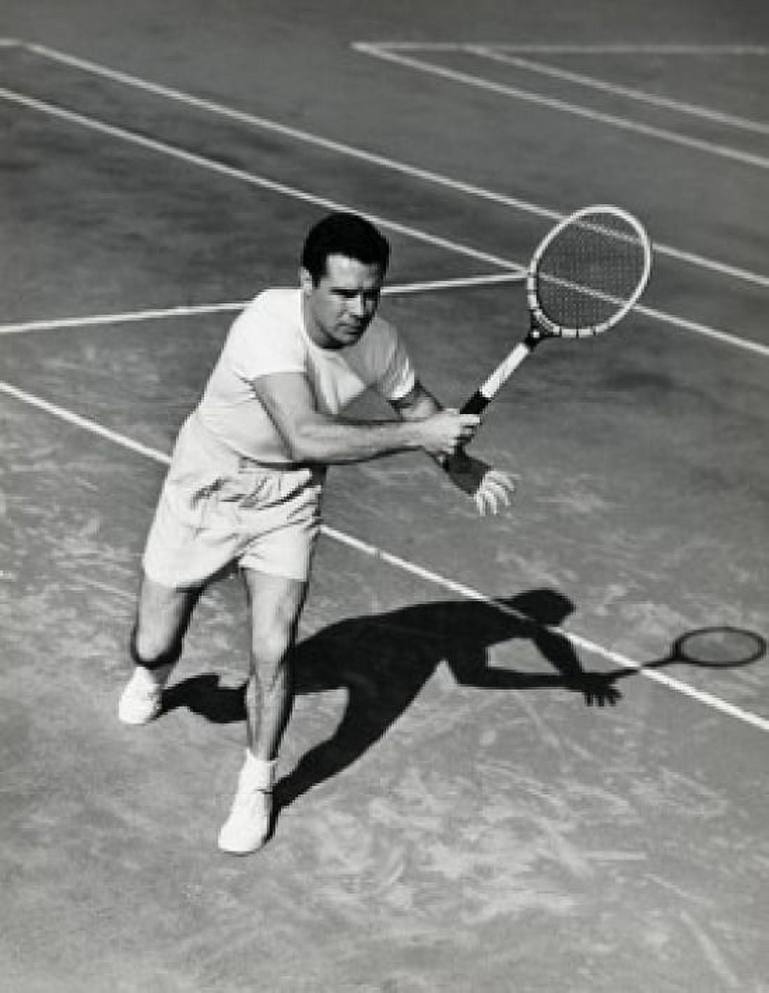 Young man playing tennis on tennis court Canvas Art - (18 x 24)