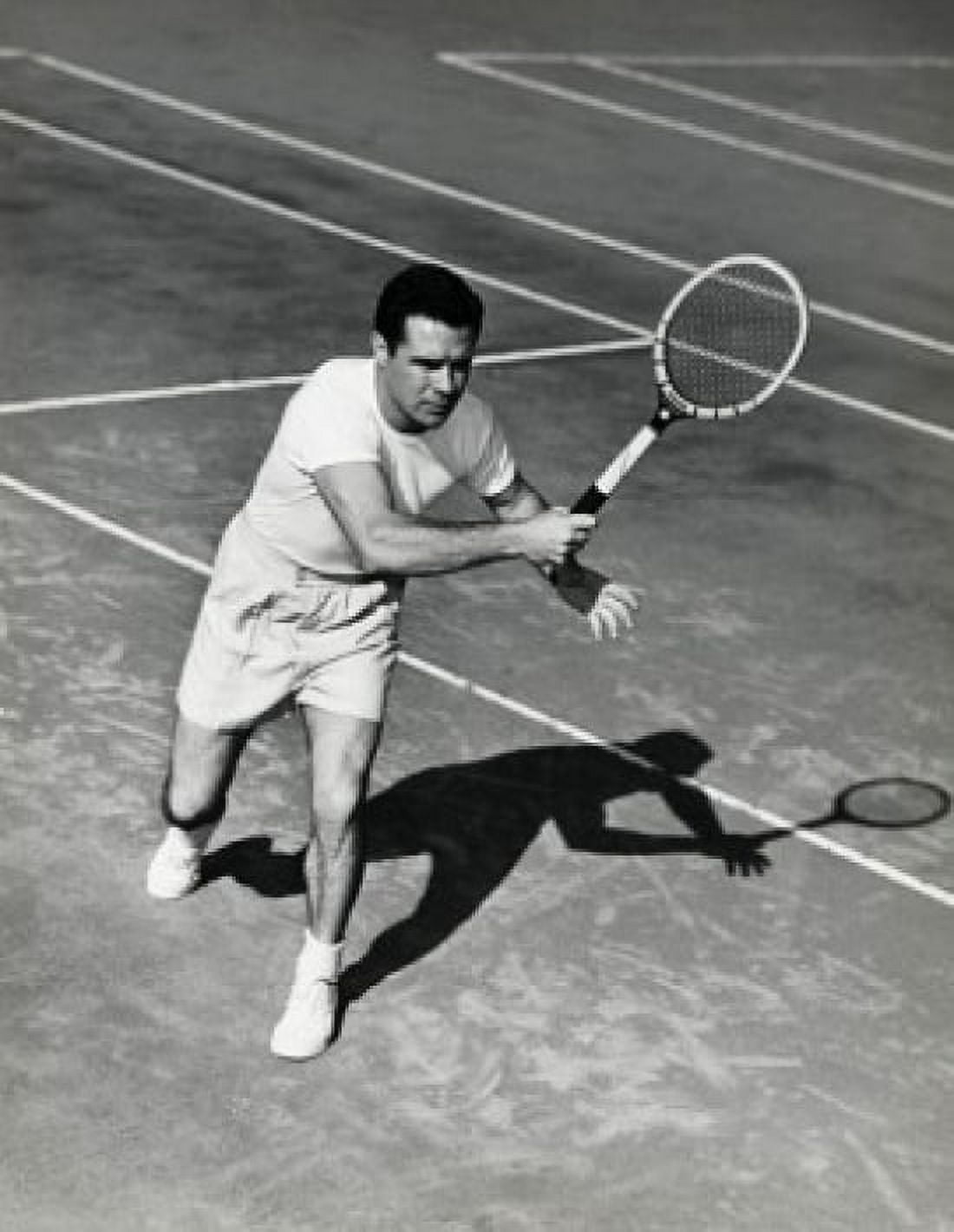 Young man playing tennis on tennis court Canvas Art - (24 x 36)