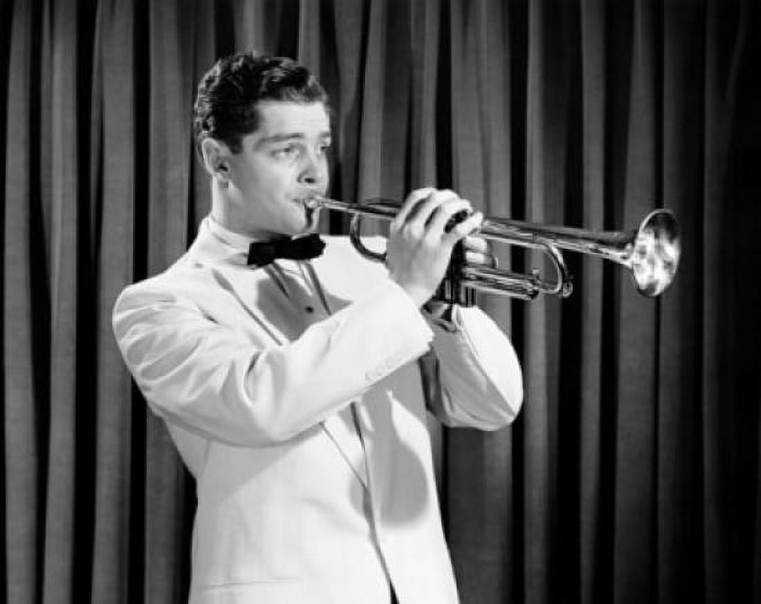Young man playing the trumpet Canvas Art - (18 x 24)