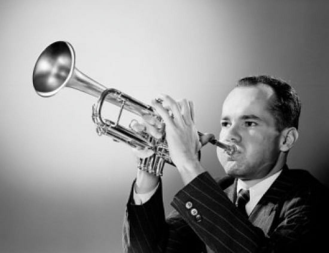 Young man playing trumpet Canvas Art -  (24 x 36)