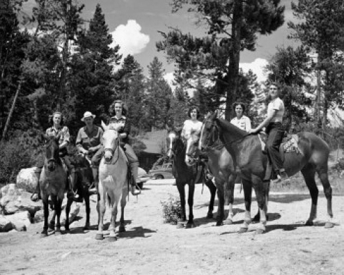 Young men and young women riding horses Canvas Art -  (18 x 24)