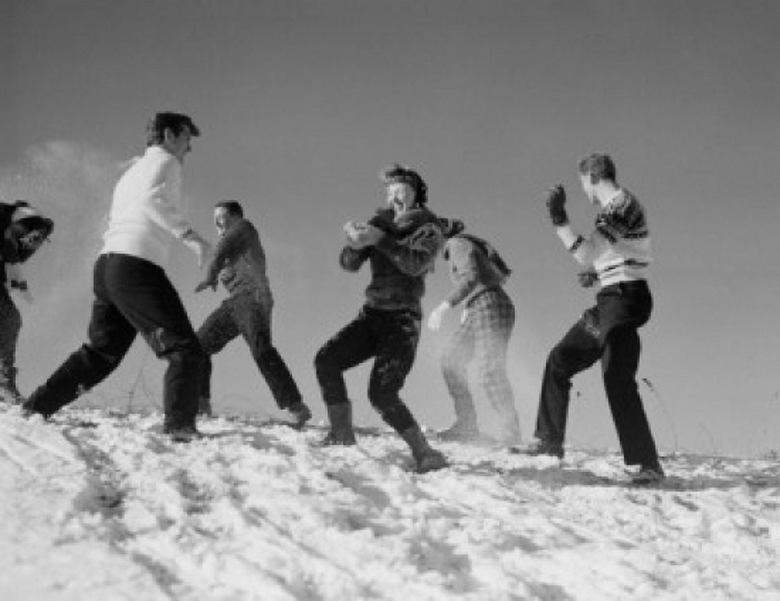 Young people playing with snow Canvas Art -  (24 x 36)