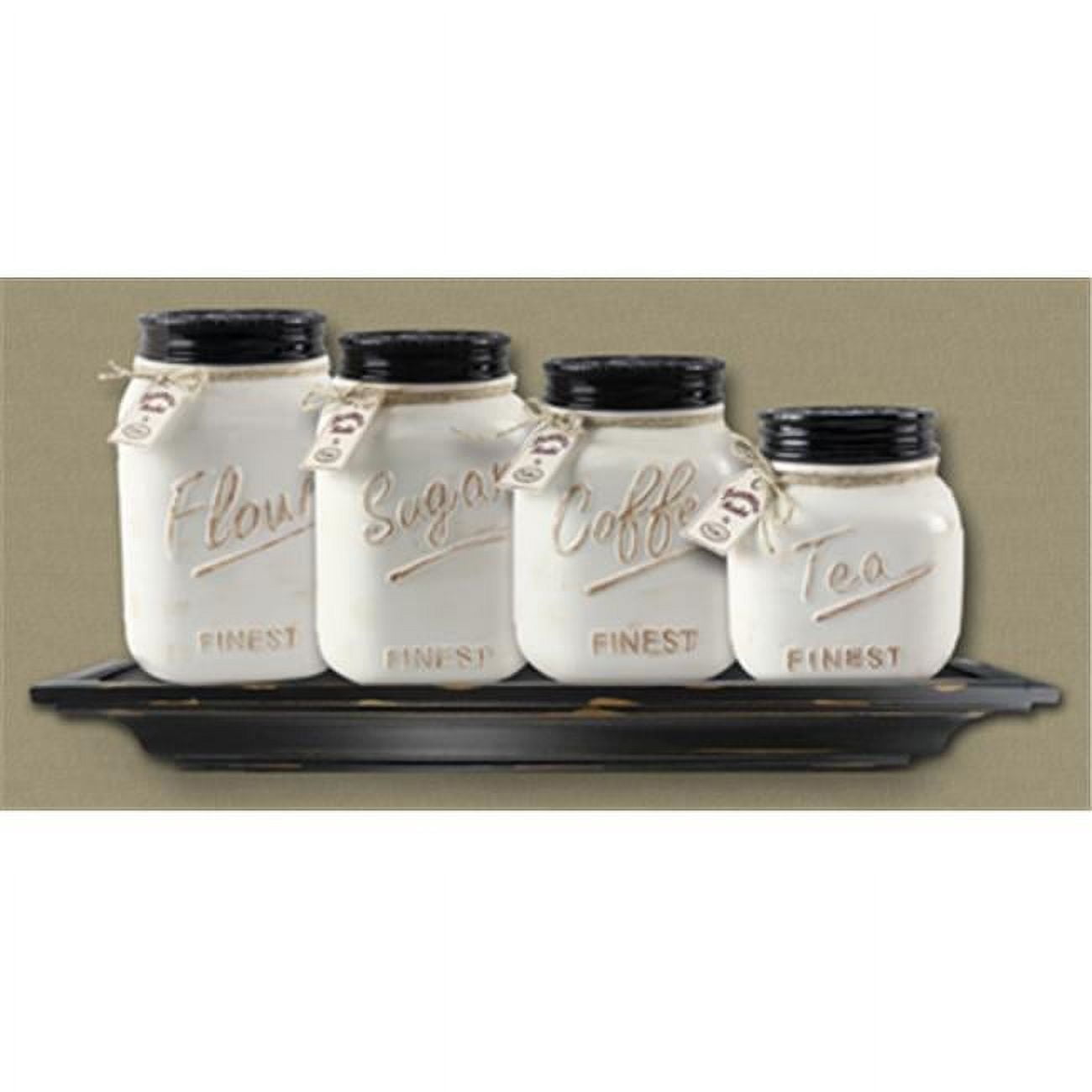 Young's Inc 15185 4 Piece Ceramic Country Canister Set, 10.75"