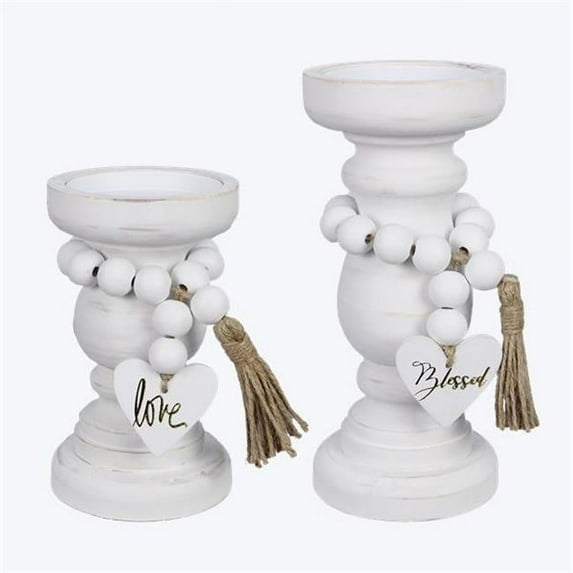 Young's Inc 21689 - Wood Love Candle Holders. 2PCS/Set