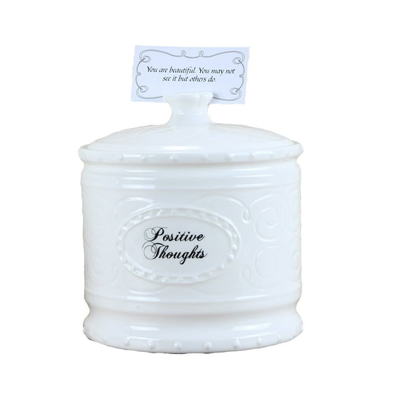 Young's Inc Ceramic Positive Thoughts Jar with 365 Affirmation Cards - 6" L x 6" W x 6" H - Friendss,Mothers,Woman Gifting