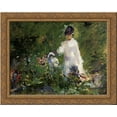 thumbnail image 1 of Young woman among the flowers 24x20 Gold Ornate Wood Framed Canvas Art by Manet, Edouard, 1 of 2